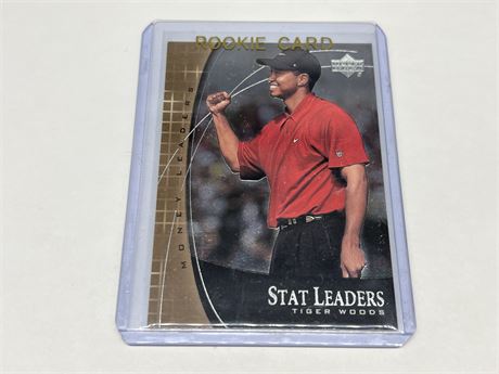 2001 UD GOLF TIGER WOODS STATS LEADERS ROOKIE YEAR CARD