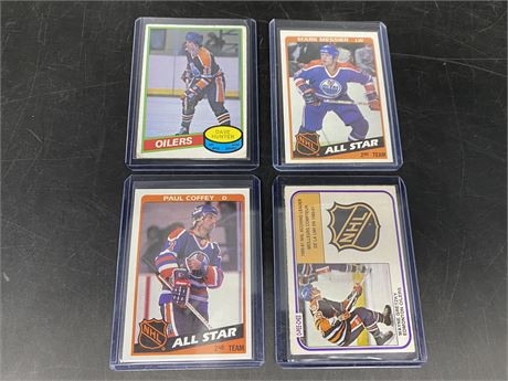 (4) 1980s OILERS CARDS