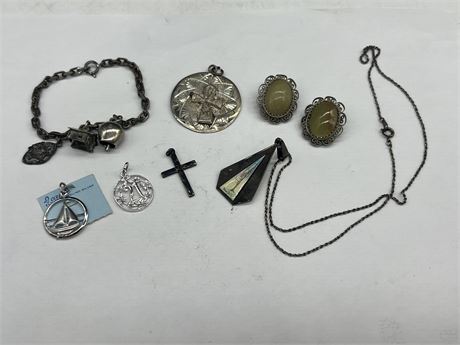LOT OF STERLING JEWELRY - MOST MARKED