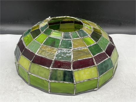ANTIQUE STAINED GLASS LAMP SHADE 14”