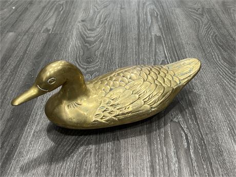 VINTAGE SOLID BRASS DUCK - 15” LONG