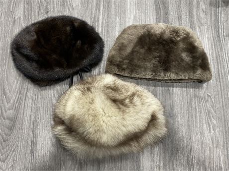 3 FUR HATS - SEE PICTURES FOR BRANDS