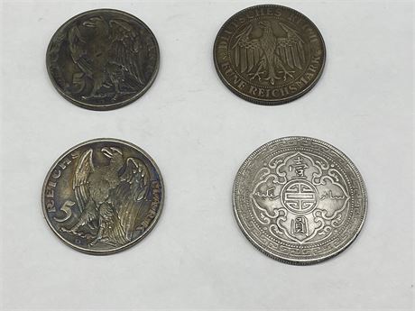 (2) 1925 & 1929 GERMAN REICH COINS & 1911 HONGKONG DOLLAR