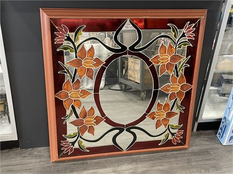 MCM STAINED GLASS MIRROR 36”x36”