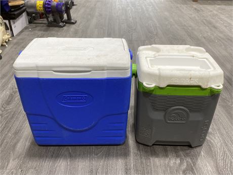2 COOLERS - COLEMAN & IGLOO (14”X14” LARGEST)