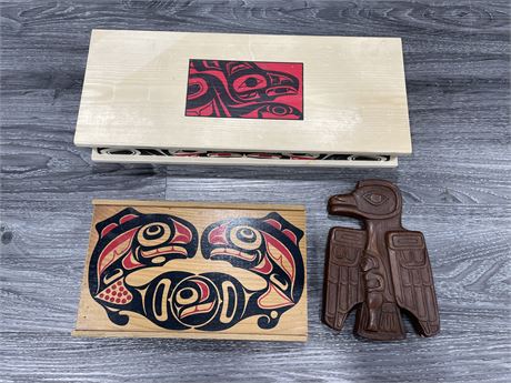 FIRST NATIONS ART HAIDA BOXES \ HAND CRAFTED PIECE