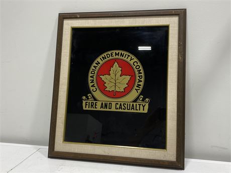 FRAMED BACKPAINTED GLASS CANADIAN INDEMNITY CO. (18”x20.5”)