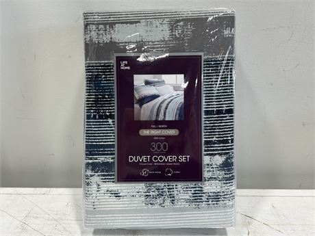 NEW/SEALED 300 THREAD COUNT QUEEN SIZE DUVET COVER SET