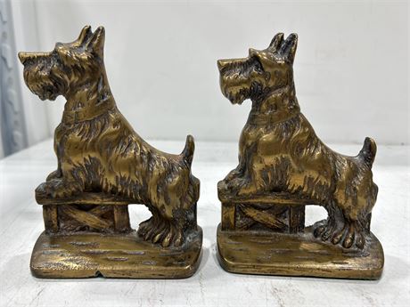 SOLID BRASS SCOTTY DOG BOOKENDS