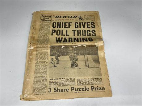 THE HERALD - FINAL EDITION - DATED: OCT18,1957 (SEE DESCRIPTION FOR DETAILS)