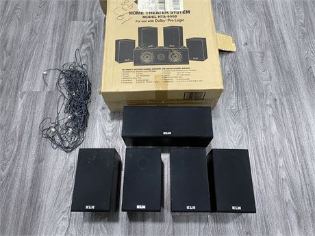 5 PIECE KLH HOME THEATRE SYSTEM (Working, 1 has loose speaker screen)