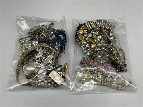 2 SMALL BAGS OF COSTUME JEWELRY