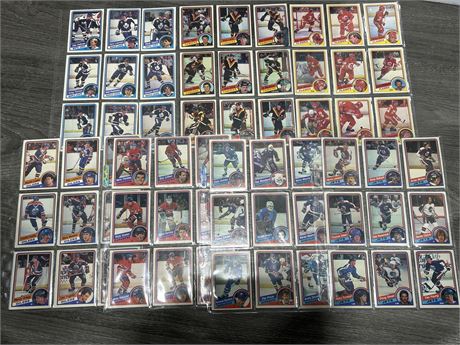 7 PAGES OF 1984/85 OPC HOCKEY CARDS - ALL CANADIAN TEAMS
