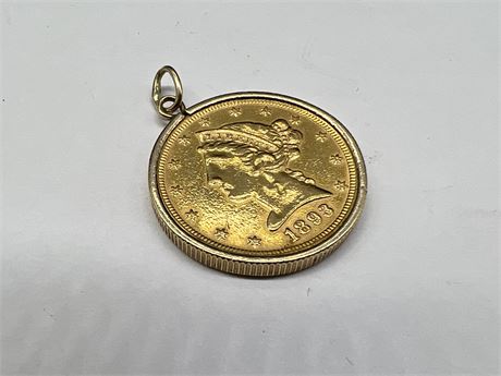 1893 USA $5 GOLD COIN - TESTED