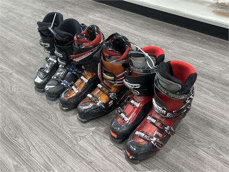 3 PAIRS OF PRE OWNED SKI BOOTS - LARGER SIZES (29.5-31.5)