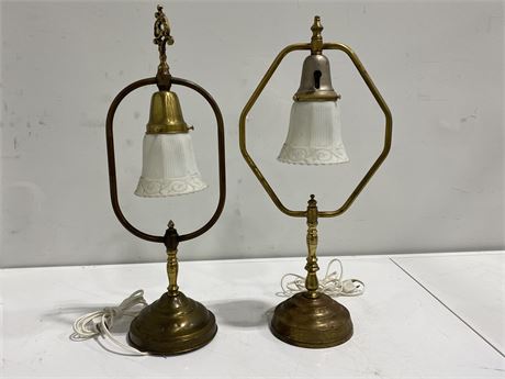 2 VINTAGE GAS STYLE ELECTRIC LAMPS (19” tall)