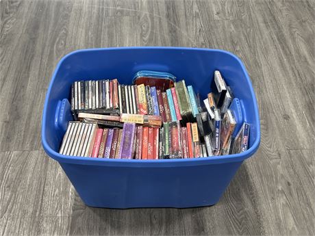 LARGE TUB OF CDS, CD BOX SETS & SOME CASSETTES - LOTS ARE SEALED
