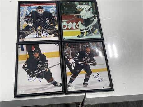 4 SIGNED VANCOUVER CANUCKS PHOTOS (9”x10”)