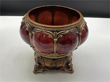 RUBY RED DECORATIVE BOWL/VASE (8” TALL)