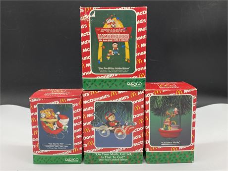 LOT OF 4 VINTAGE MCDONALD’S CHRISTMAS ORNAMENTS IN BOX’S