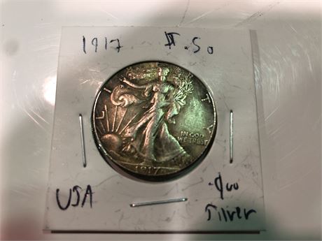 SILVER AMERICAN .50 CENT COIN (1917)