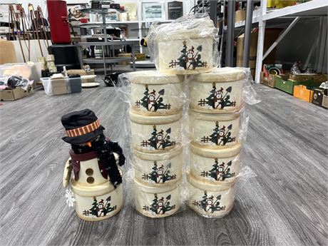 10 NEW SNOWMEN STACKING BOXES - 11” TALL