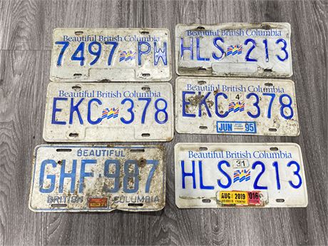 6 BC LICENSE PLATES (1 from 1971)