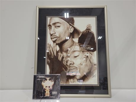 2 PAC PICTURE AND SEALED CD (20.5"x16.5")