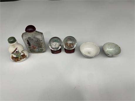 CHINESE PORCELAIN / SNUFF BOTTLES / REVERSE PAINTED GLASS (SNUFF BOTTLE 3.5”)