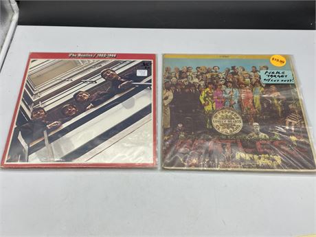 2 BEATLES RECORDS - SGT PEPPERS IS SCRATCHED/ OTHER IS LIGHTLY SCRATCHED