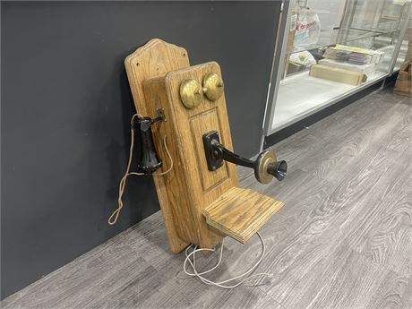 VINTAGE WALL TELEPHONE - CONVERTED TO MODERN - ACTUALLY WORKS 2FTx9”