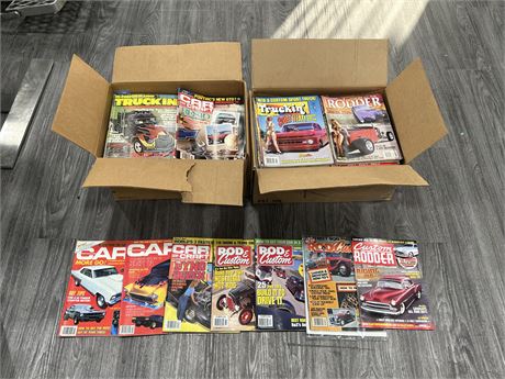 2 BOXES OF VINTAGE CAR MAGAZINES
