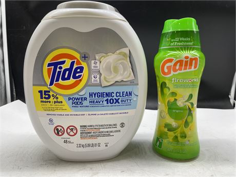 (NEW) TIDE POWER PODS & (NEW) GAIN IN-WASH SENT BOOSTER