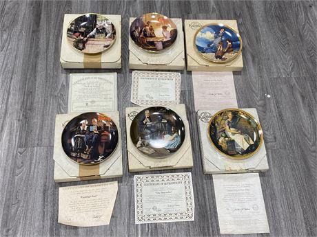 6 NORMAN ROCKWELL COLLECTOR PLATES W/COAS