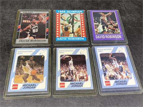 (3) 1989 JORDAN NC FINEST CARDS & 3 DAVID ROBINSON CARDS