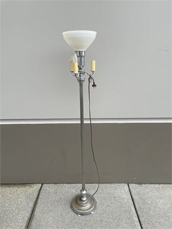 ANTIQUE CHROME FLOOR LAMP - 63” TALL