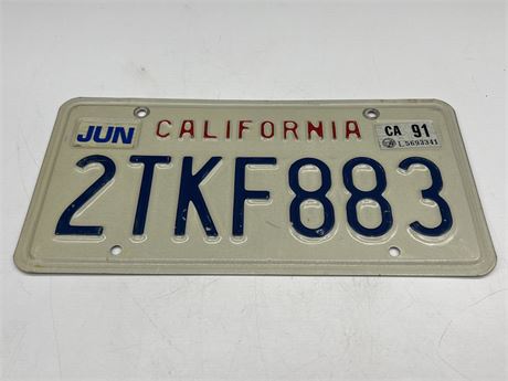 1991 CALIFORNIA LICENSE PLATE