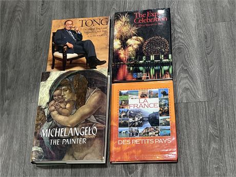 4 LARGE COFFEE TABLE BOOKS - LARGEST IS 14”x11”