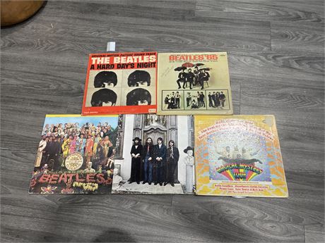 5 MISC BEATLES RECORDS - SCRATCHED