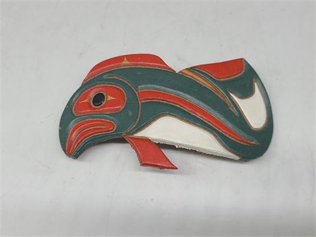 SALMON 6/96 BY CHARLES M. KAY - FIRST NATION LEATHER HAIR CLIP