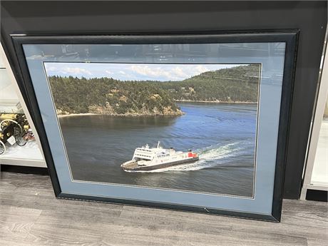LARGE FRAMED PHOTO OF VANCOUVER ISLAND + SEASPAN FERRY 42”x33”