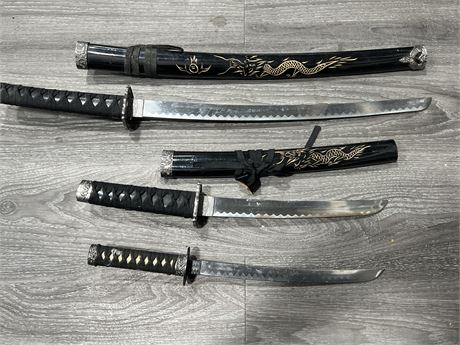 3 SAMURAI SWORDS (Longest is 27”)