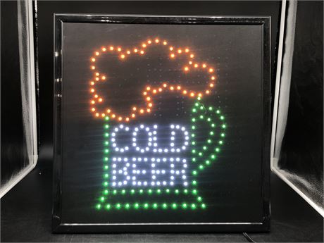 FLASHING LIGHT UP COLD BEER SIGN 19X19”