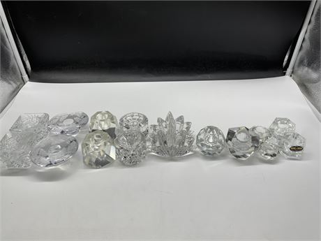 16 SMALL CRYSTAL CANDLE HOLDERS