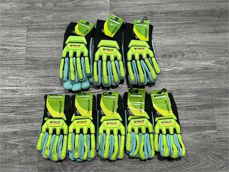 8 PAIRS OF NEW STOUT WORK GLOVES - 3 PAIR SIZE XXXL 5 PAIR SIZE M