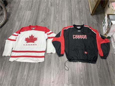 NIKE TEAM CANADA OLYMPIC JERSEY SIZE M & CCM TEAM CANADA PULL OVER SIZE L