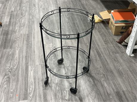 ROLLING TABLE W/GLASS PIECES (29” tall)
