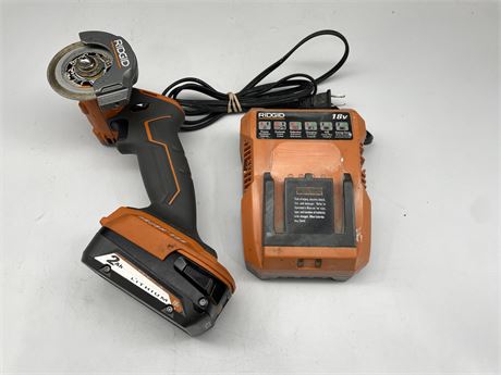 RIDGID 18V GRINDER W/ BATTERY AND CHARGER (WORKING)