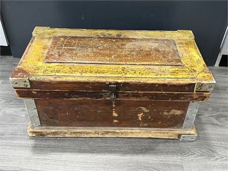 ANTIQUE HAND CRAFTED TOOL BOX (29” wide)