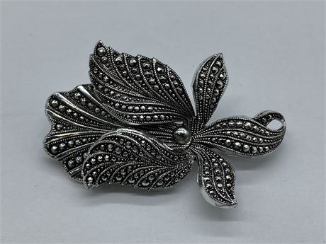 BEAUTIFUL MARCASITE BROOCH STAMPED W.GERMANY (1.75”X1”)